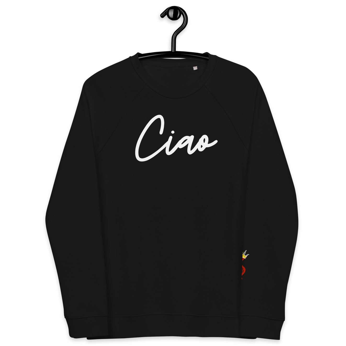 TI + Ciao Script Unisex Organic Raglan Sweatshirt