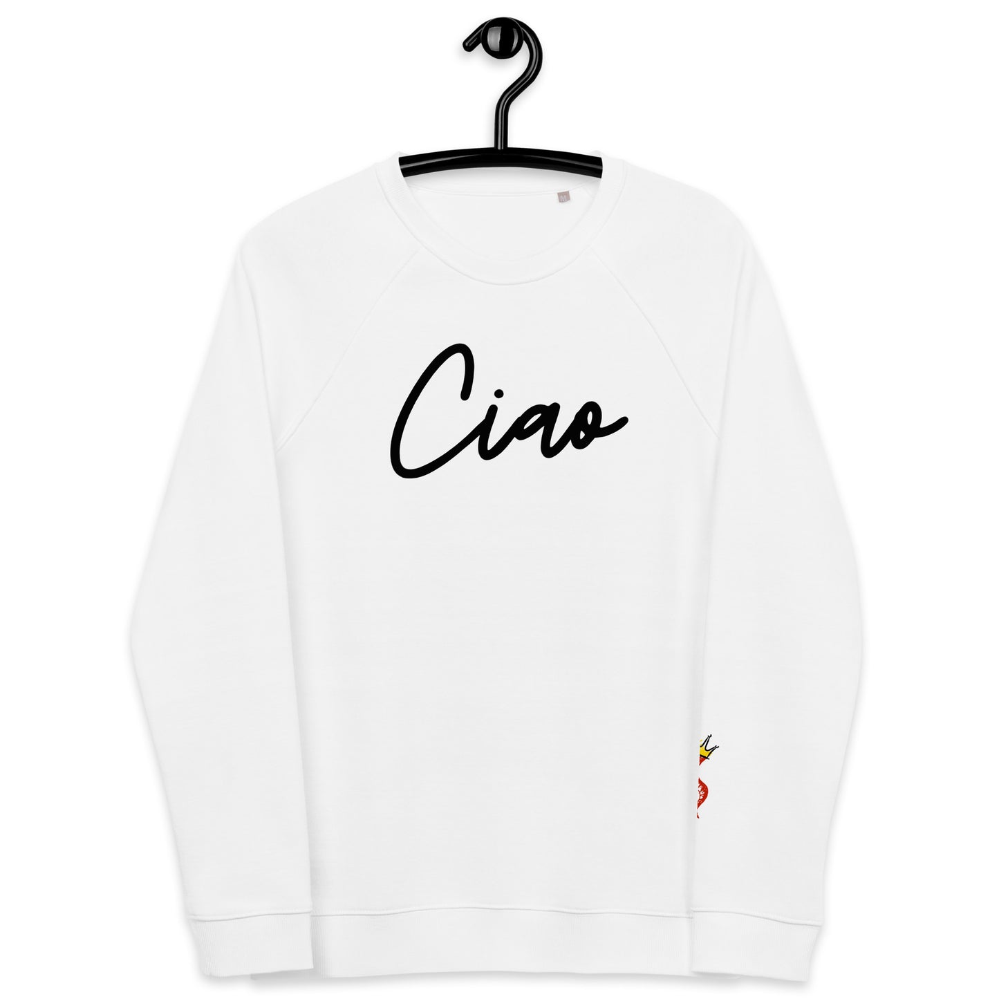 TI + Ciao Script Unisex Organic Raglan Sweatshirt