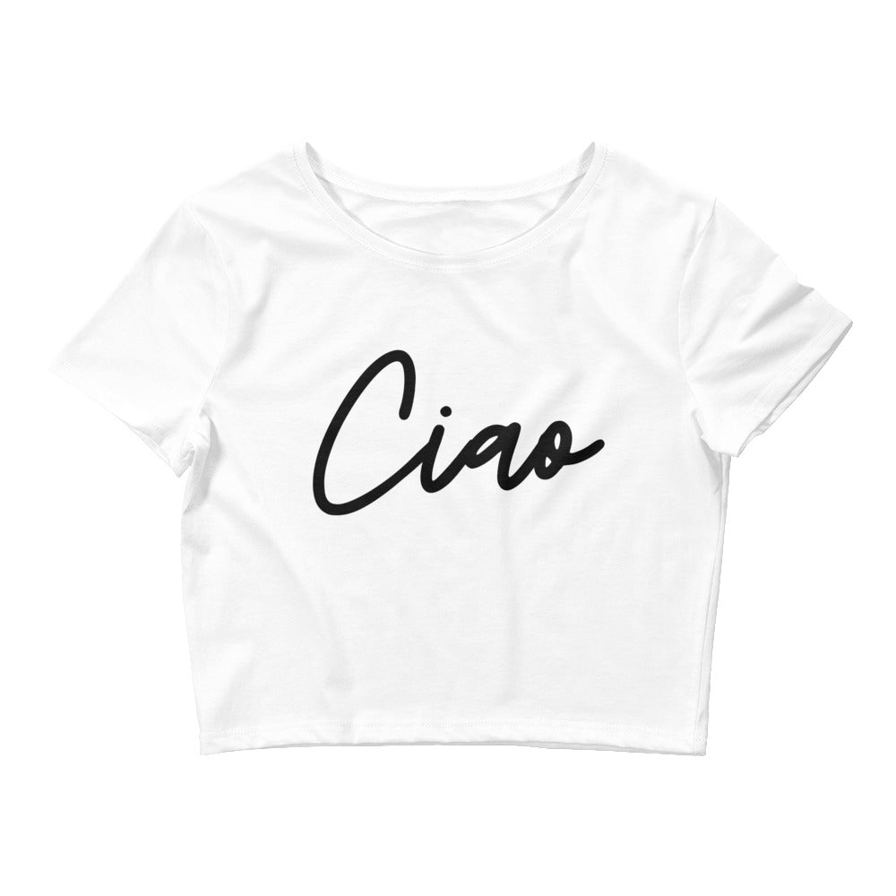 TI + Ciao Script Crop Tee